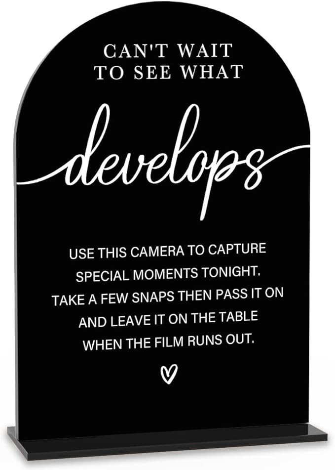 Acrylic Wedding Sign Can't Wait to See What Develops Sign for Wedding Wedding Signs for Ceremony Modern Calligraphy Arch Acrylic Table Top Sign for Wedding Reception and Event Party Table(black）