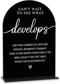 Acrylic Wedding Sign Can't Wait to See What Develops Sign for Wedding Wedding Signs for Ceremony Modern Calligraphy Arch Acrylic Table Top Sign for Wedding Reception and Event Party Table(black）