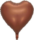 10Pcs Coffee Foil Heart Shaped Balloons 18 Inch Brown for Baby Shower, Wedding, Valentine Decorations - Love Party Decorations