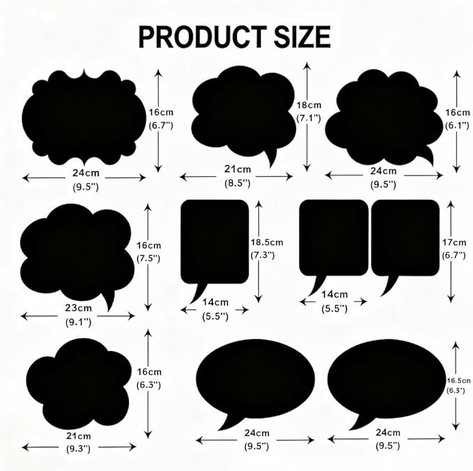 10pcs Blank Photo Booth Props - Writable Chalkboard Signs with Chalk & Sticks, for Wedding, Birthday, Baby Shower