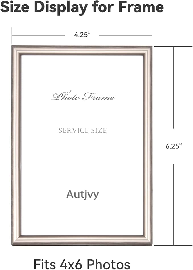 4x6 Picture Frame Champagne Brushed Modern Simple Thin Aluminum Metal Photo Frame with HD Real Glass, Display for Tabletop and Wall Collage. (2 Pack)