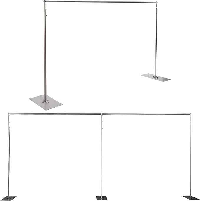 20ft x 10ft Adjustable Telescopic Heavy Duty Portable Pipe and Drape Backdrop Stand Photography Background Party Event Wedding Decoration Exhibition Trade Show Photo Studio Support Equipment