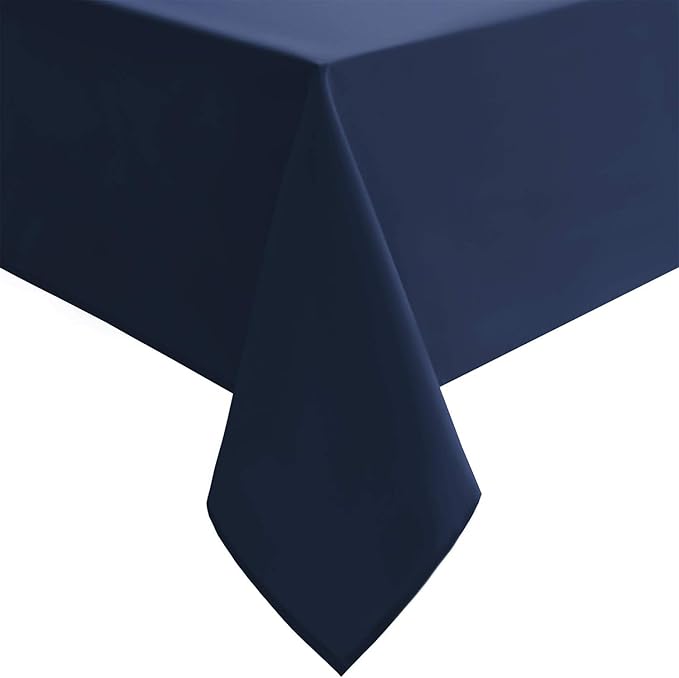 Hiasan Waterproof Tablecloth Rectangle - Washable Fabric Table Cloth for Dining Room Kitchen Birthday Party and Outdoor Use, Navy Blue, 54 x 108 Inch