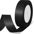1" x 25 Yards Satin Ribbon, Black Silk Ribbon Ideal for Gift Wrapping, Floral Bouquets, Crafts, Wedding Party Decorations, Christmas and Sewing Projects