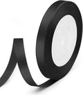 3/8" x 25 Yards Satin Ribbon, Black Silk Ribbon Ideal for Gift Wrapping, Floral Bouquets, Crafts, Wedding Party Decorations, Christmas and Sewing Projects