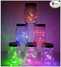 6 Pack Mason Jar Lights, 10 LED Solar Multi-Colored Fairy String Lights Lids Insert for Garden Deck Patio Party Wedding Decorative Lighting Fit for Regular Mouth Jars