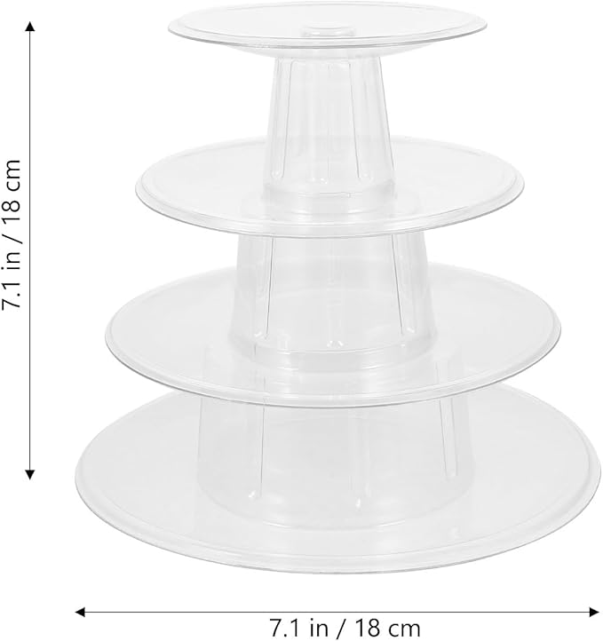 DOITOOL Macaron Tower Stand 4 Tier Transparent Plastic Round Macaron Tower Display Stand for French Macarons Cupcake Cake Holder Platter for Shower, Birthday, Wedding Party Decor