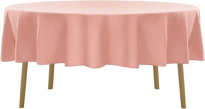 90 inch Round Tablecloth Washable Polyester Table Cloth Decorative Table Cover for Wedding Party Dining Banquet（90 inch, Dusty Pink）