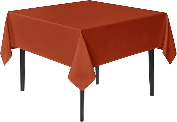 sancua Small Square Tablecloths 36x36 Inch Rust - Fall Table Cloth for Square or Round Tables, Burnt Orange Washable Polyester Fabric Table Cover for Thanksgiving Nightstand End Bedside Tables