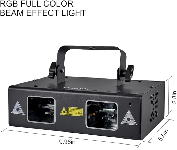 DJ Lights Party Lights, Gruolin RGB Full Color Laser Stage Light Music Sound Activated & DMX Control Patterns Projector, Perfect for Party Disco Bar Club Stage & DJ Lighting
