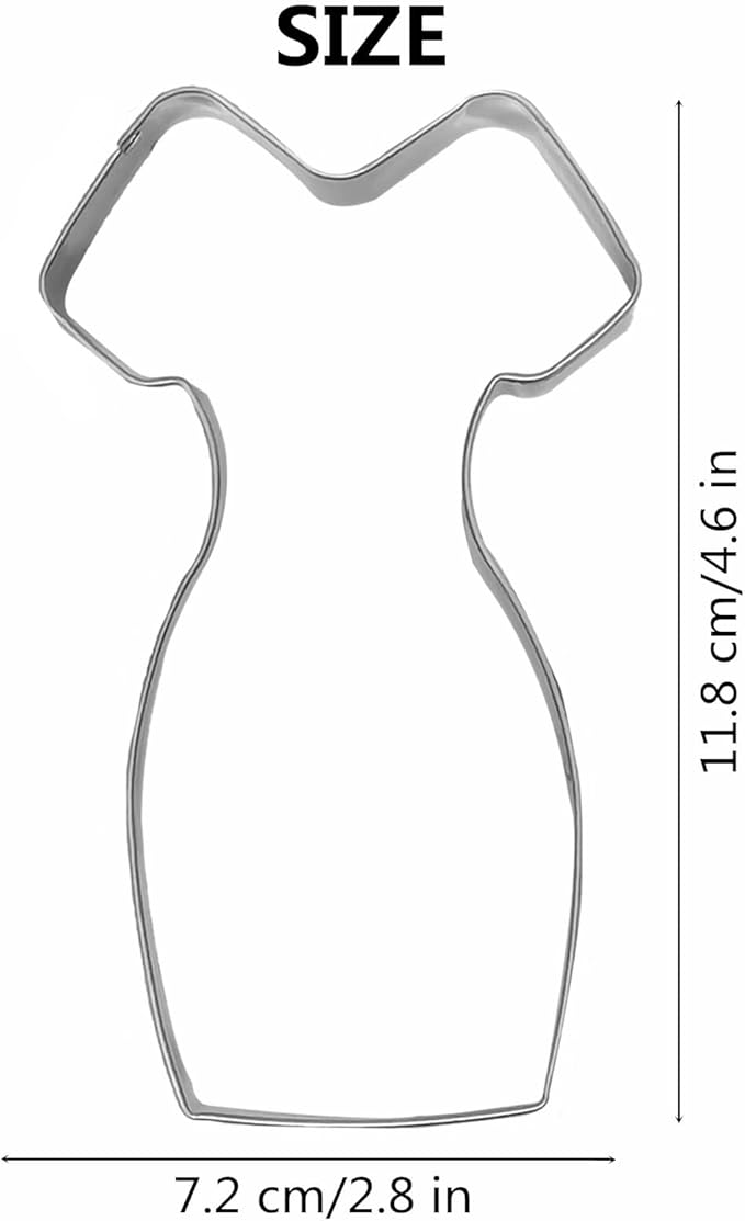 Large Size Dress Shaped Cookie Cutter, Stainless Steel Princess Party Dress Cheongsam Dress Cookie Cutter, 4.6 Inches