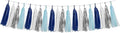 Teal Silver White Navy-Blue Party-Decorations – 15pcs Tissue Paper Tassel Garland Banner Birthday Decorations for Boy Men Christmas Baby Shower Winter Theme Hanging Decor HongTongTong