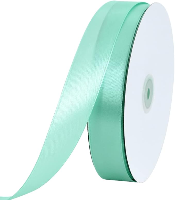 TONIFUL 1 Inch x 100yds Teal Turquoise Blue Satin Ribbon, Thin Solid Color Satin Ribbon for Gift Wrapping, Crafts, Hair Bows Making, Wedding Party Decoration, Invitation Cards, Floral Bouquets
