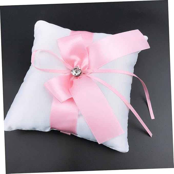 1Pc Elegant Pink Wedding Ring Pillow Cushion Square Ring Holder for Bride Fashion Party Ring Pillow for Wedding Decor