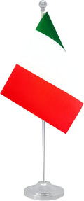 Italy Desk Flag, Italian Table Office Flag with Metal Pole and Stand Base, International Country Flags, Festival Event Celebration, Classroom Meeting Desktop Decor (Italy)