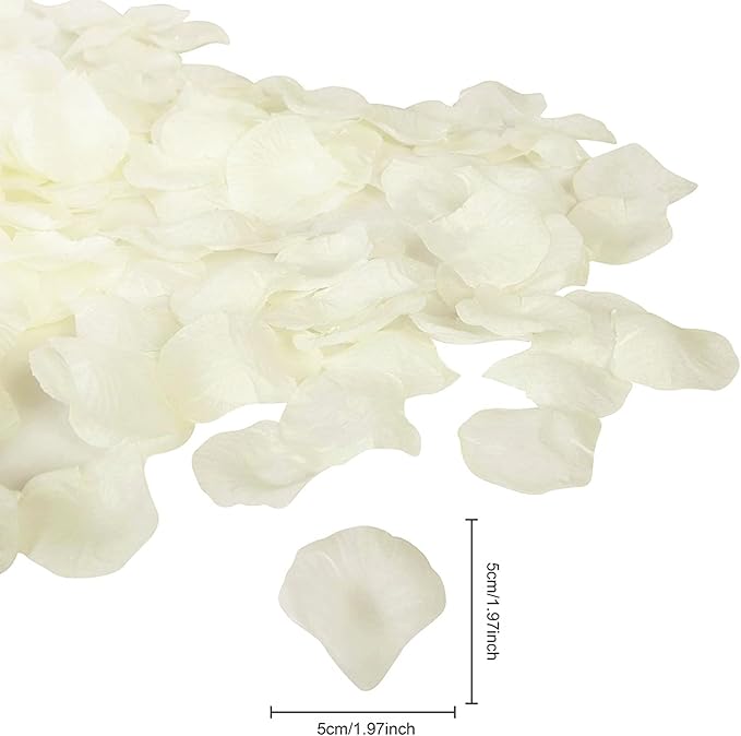 Ouddy Decor 5000 Pcs Rose Petals Artificial Flower for Valentine's Wedding Decor Romantic Night Event Anniversary Shower Engagement Party Home Decorations, Ivory