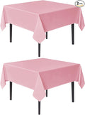 sancua Square Tablecloths 70x70 Inch, 2 Pack - Pink Fabric Table Cloth for Square or Round Tables, Washable Polyester Table Cover for Outdoor Party, Birthday, Decorative Display Tables