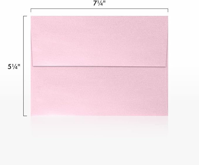 LUXPaper A7 Invitation Envelopes | Peel & Press | 5 1/4" x 7 1/4" | Rose Quartz Metallic | 80lb. Text | 50 Qty