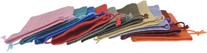 20Pcs Burlap Bags with Drawstring, Assorted Colored Small Jute Sacks Christmas Wedding Party Favor Gift Bags, Jewelry Candy Pouches 3.9 x 5.5 inch