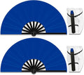 13" Large Folding Rave Fan with Holster, Clack Hand Fans Foldable for Line Dancing, Boots On The Ground Fan for Women Men Festival EDM Party Decoration, Blue 2 Pack