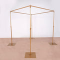 Tableclothsfactory 10ft | 4 Post Gold Metal DIY Photography Backdrop Stand, Wedding Arch Canopy Tent