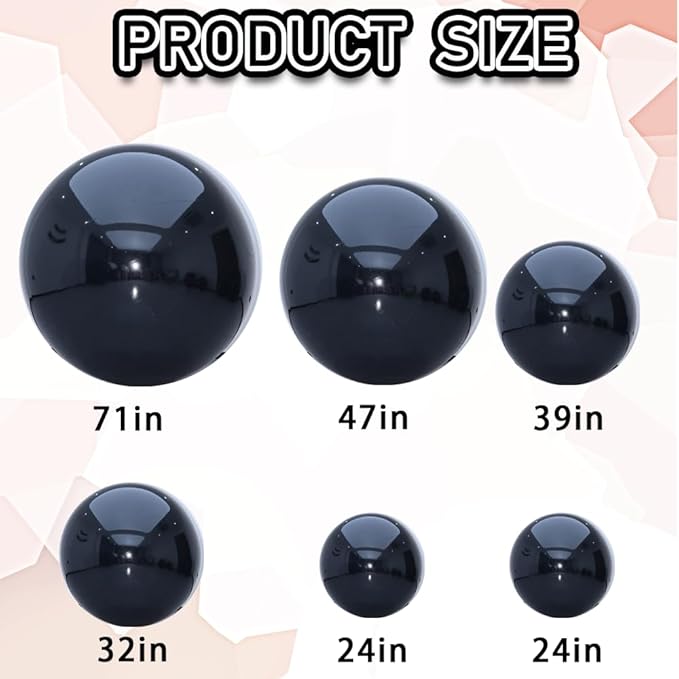 Inflatable Mirror Ball Set - Airtight PVC Spheres for Parties, Weddings, and Events. Perfect for Decoration, Hanging, and Displays. Includes Electric Pump (Black, 24in-2pk_32in_39in_47in_71")