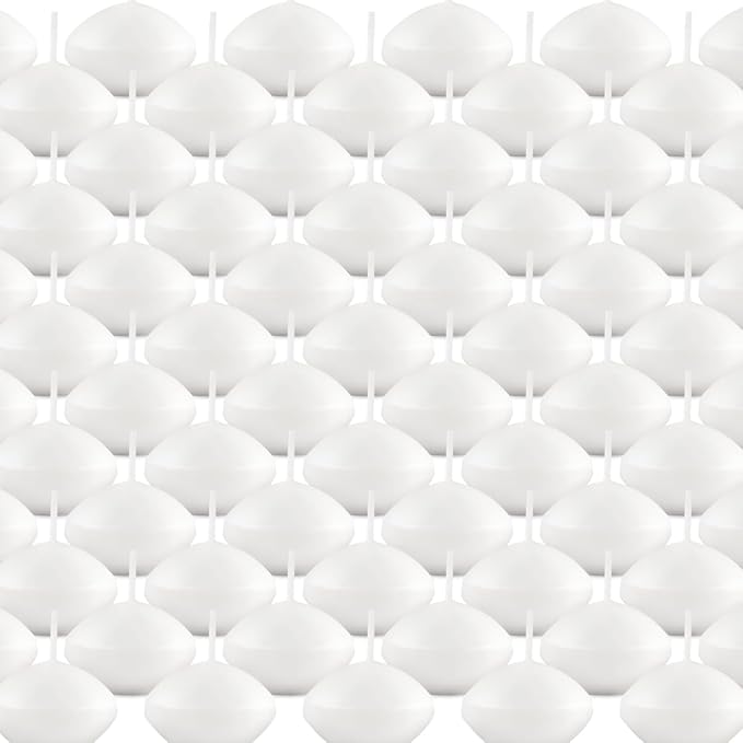 Unscented Floating Candles Set of 72, 2 Inch White Dripless Wax for Centerpieces at Wedding Pool Party Holiday