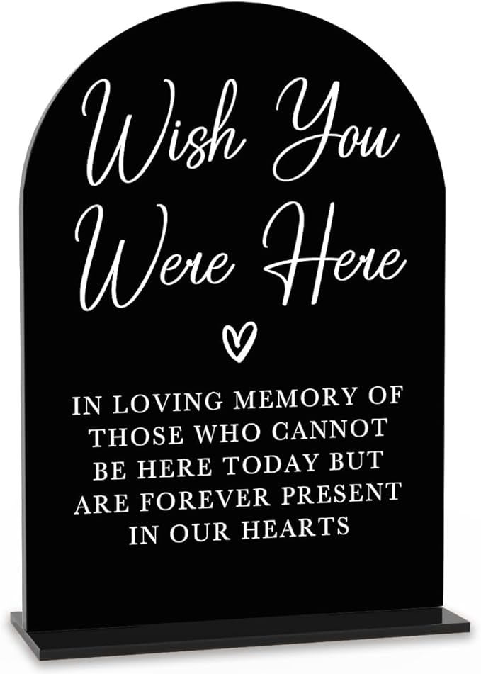 Acrylic Wedding Sign Wedding Signs for Ceremony Wish You Were Here Sign for Wedding Modern Calligraphy Arch Acrylic Table Top Sign for Wedding Reception and Event Party Table(black）