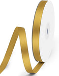 3/8" x 50 Yards Satin Ribbon - Gold Silk Ribbon with Spool - Ideal for Gift Wrapping, Floral Bouquets, Crafts, Wedding Party Decorations, Christmas and Sewing Projects