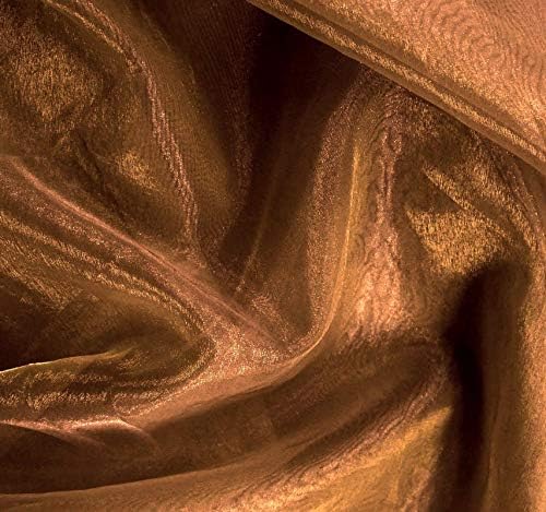 VDS Bronze Organza Fabric, 25 Yards Continuous, 45” Wide, Wedding Party Decoration Iridescent Crystal Sheer Shiny Organza Tulle Bridal Dress DIY Crafts Costume Sewing Backdrop Arch Cloth