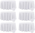 Fokitut 6 Pack Waterproof Round Tablecloth, 120 Inch, Stain Resistant and Wrinkle Polyester Table Cloth, Fabric Table Cover for Kitchen Dining, Wedding, Party, Holiday Dinner-White