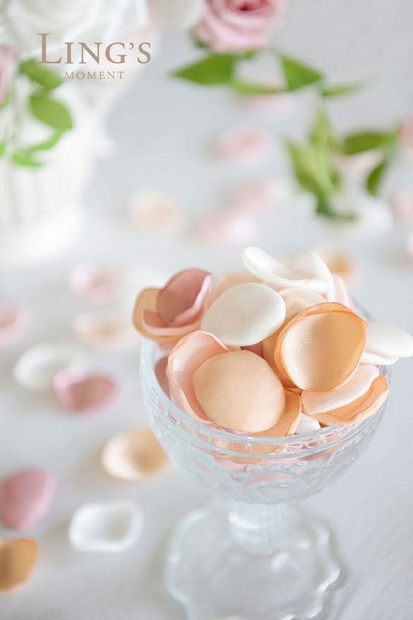 Ling's Moment Rose Petals, Silk Flower Petals for Wedding/Aisle/Flower Girl Baskets/Table Centerpiece Décor,etc.Pink Gold 200pcs