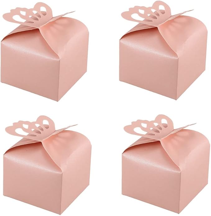 KUPOO 50PCS Small Pink Butterfly Favor Boxes Girl Baby Shower Candy Box Small Butterfly Gift Boxes Party Favors for Wedding Birthday