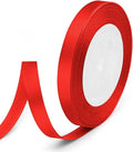 3/8" x 25 Yards Satin Ribbon, Red Silk Ribbon Ideal for Gift Wrapping, Floral Bouquets, Crafts, Wedding Party Decorations, Christmas and Sewing Projects