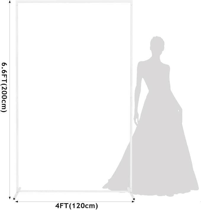 Asee'm 6.6FTx4FT White Wedding Arch Backdrop Stand Square Metal Rectangular Arch Frame for Ceremony Party Birthday Bridal Baby Shower Anniversary Arbor Balloon Decoration