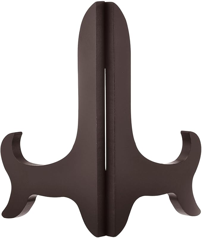 uxcell 6" Easel Plate Holder, Wooden Folding Display Stand Brown for Decorative Picture Frame