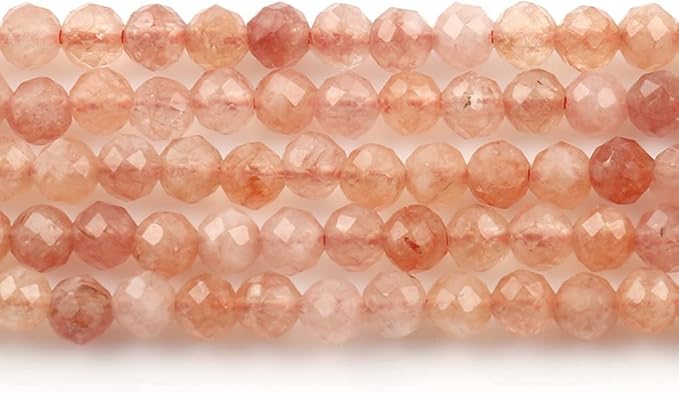 Song Xi 180pcs 2mm Natural Sunstone Gemstone Beads Faceted Round Loose Stone Beads for Jewelry Making