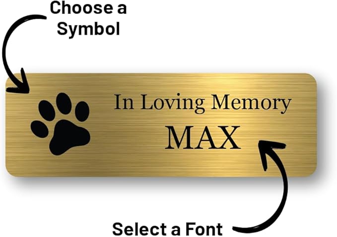 Custom Engraved Name Plates with Adhesive, Made in The USA, Personalized Pet Urn, Memorial Plaque, Picture Frame, Art Tag, Flag case (Gold Plate/Black Text, 1x3 Inch)