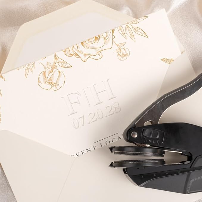 Personalized Wedding Embosser | Custom Made with Initials or Monograms for Couples | Elegant Designs for Stationery, Invitations, Napkins, and More (Design 8)