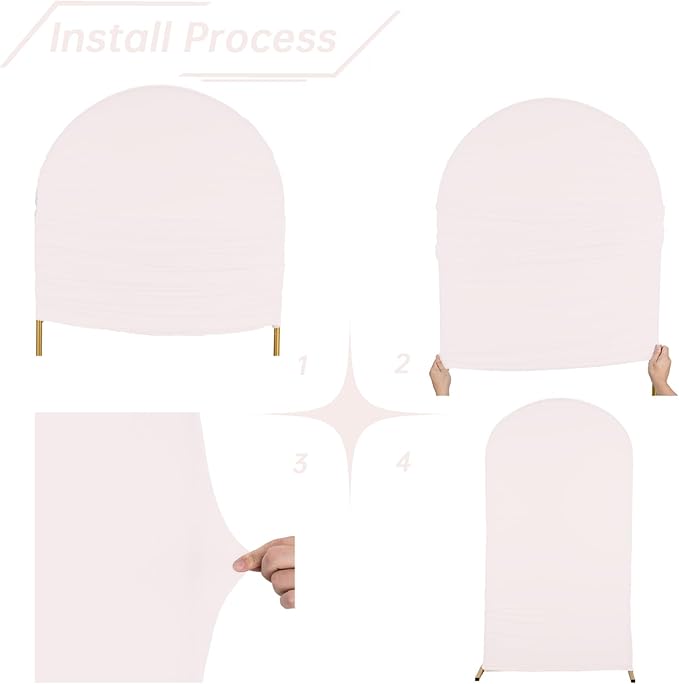 bricia Wedding Arch Backdrop Stand Cover, 7.2FT Double Sided Stretchy Arch Cover Fitted Wedding Birthday Party Banquet Decoration (Blush Pink 86.4''Lx48''W)