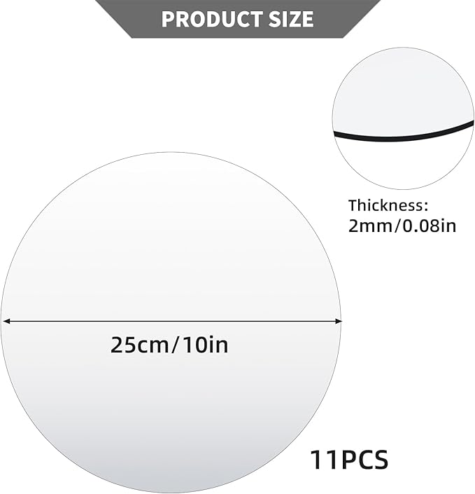 11Pack Round Mirror Centerpieces for Tables, Acrylic Circle Mirror Tiles Non Glass Mirror, for Bedroom Bathroom Living Room Wall Decor Tray Candle Wedding Table Centerpiece Decor, 2mm Thick (10inch)