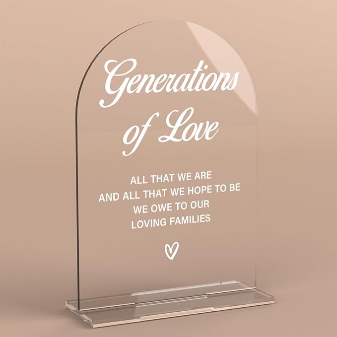 Acrylic Wedding Sign Generations of Love Sign for Wedding Wedding Signs for Ceremony Modern Calligraphy Arch Acrylic Table Top Sign for Wedding Reception and Event Party Table