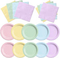 CMUSKO Pastel Party Decorations-150Pcs Rainbow Plates and Napkins Pastel Colorful Tableware Serves 50,for Girl Birthday,Baby Shower,Wedding