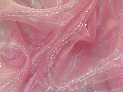VDS Dusty Pink Organza Fabric, 40 Yards Continuous, 45” Wide, Wedding Party Decoration Iridescent Crystal Sheer Shiny Organza Tulle Bridal Dress DIY Crafts Costume Sewing Backdrop Arch Cloth