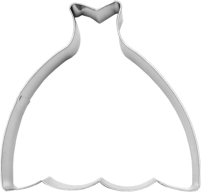 Large Size Dress Shaped Cookie Cutter, Stainless Steel Strapless Princess Party Wedding Dress Cookie Cutter, 4.6 Inches