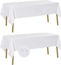 Fokitut 2 Pack Waterproof Rectangle Tablecloth, 60x102 Inch, Stain Resistant and Wrinkle Polyester Table Cloth, Fabric Table Cover for Kitchen Dining, Wedding, Party, Holiday Dinner-White