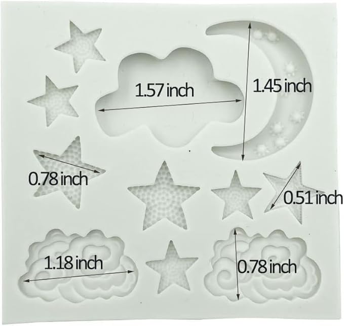 1Pc Star Moon Clouds Shaped Silicone Fondant Molds, Candy Chocolate Molds for DIY Cake Fondant Cookie Cloud Fondant Mold Moon For Candy Baking Sugar Cakes Decorating Candy Making Supplies