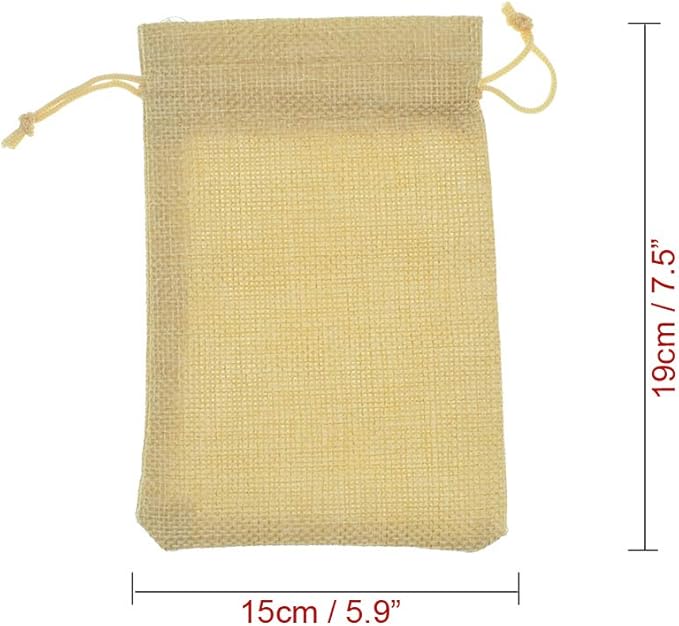 20Pcs Burlap Bags with Drawstring, Linen Gift Bags Jewelry Pouches Sacks for Wedding, Party Favor, DIY Crafts, Present (Flaxen, 5.9 x 7.5 Inch)