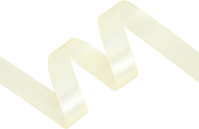 Beige Satin Ribbon 3/8 inch X Continuous 50 Yards, Single Face Polyester Ribbon Perfect for Gift Wrapping, Flower Bouquet, Wedding Decor, Crafts, Bow Making, Sewing and More