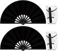 13" Large Folding Rave Fan with Holster, Clack Hand Fans Foldable for Line Dancing, Boots On The Ground Fan for Women Men Festival EDM Party Decoration, Black 2 Pack